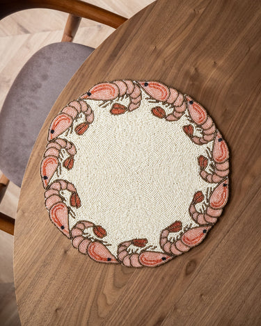 Placemat Beaded Prawns Round - Things I Like Things I Love