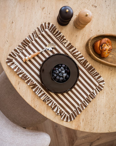 Placemat Ellie Gestreept Bruin - Things I Like Things I Love