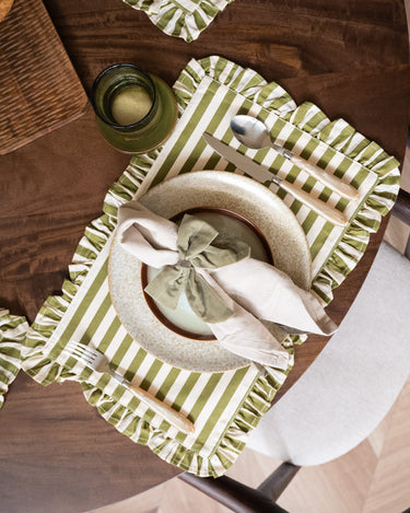 Placemat Ellie Striped Green - Things I Like Things I Love
