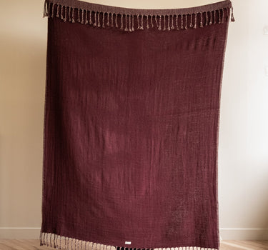 Plaid Makalu Gerecyclede Wol Bordeaux - Things I Like Things I Love