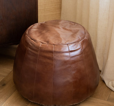 Pouf Dovio Leather Brown - Things I Like Things I Love