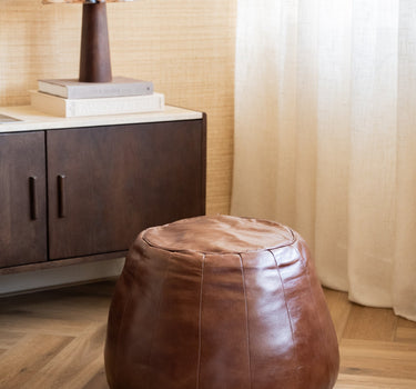 Pouf Dovio Leather Brown - Things I Like Things I Love
