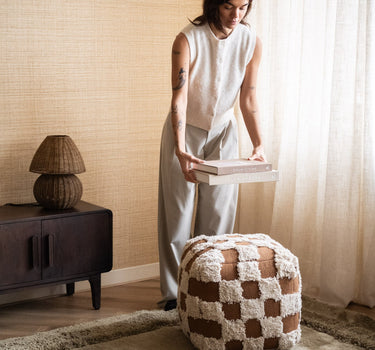 Pouf Rassa Checker Brown - Things I Like Things I Love