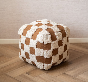 Pouf Rassa Checker Brown - Things I Like Things I Love