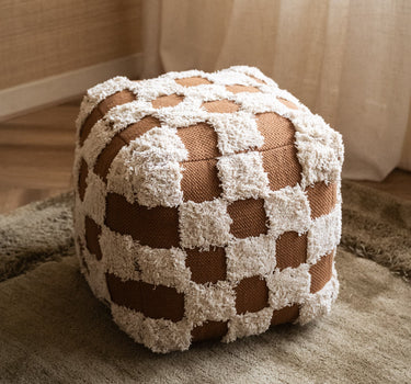 Pouf Rassa Checker Brown - Things I Like Things I Love
