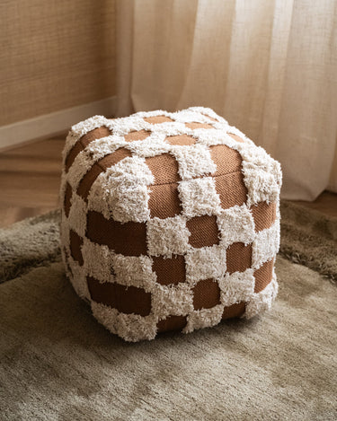 Pouf Rassa Checker Brown - Things I Like Things I Love