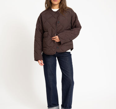 Quilted Short Jacket Dark Brown - Things I Like Things I Love