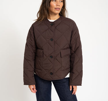 Quilted Short Jacket Dark Brown - Things I Like Things I Love
