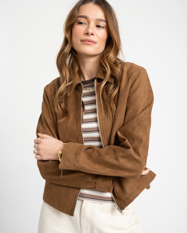 Rhea Brushed Jacket Brown - Things I Like Things I Love