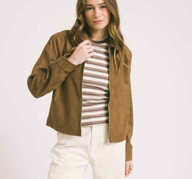 Rhea Brushed Jacket Brown - Things I Like Things I Love