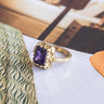 Ring Brass Big Purple Zircon Gold - Things I Like Things I Love