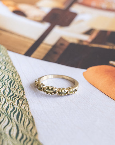 Ring Brass Green Multi Stone - Things I Like Things I Love