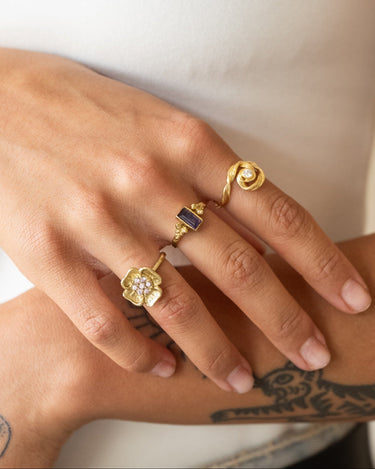 Ring Brass Purple Rectangle Leaf - Things I Like Things I Love