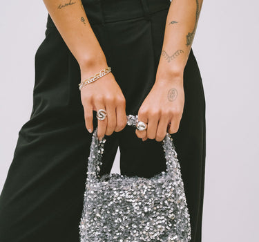 Riri Sequin Bag Small Silver - Things I Like Things I Love