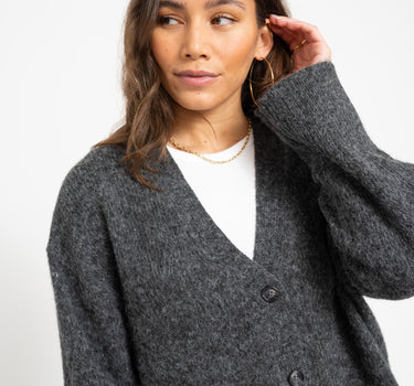 Rosanna Cardigan Knit Dark Grey Melange - Things I Like Things I Love