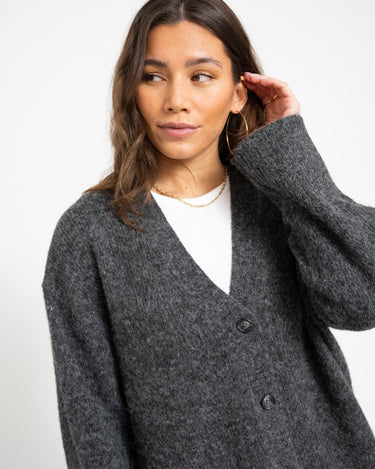 Rosanna Cardigan Knit Dark Grey Melange - Things I Like Things I Love