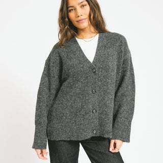 Rosanna Cardigan Knit Dark Grey Melange - Things I Like Things I Love