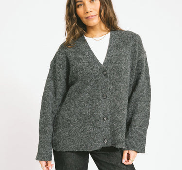 Rosanna Cardigan Knit Dark Grey Melange - Things I Like Things I Love