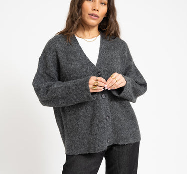 Rosanna Cardigan Knit Dark Grey Melange - Things I Like Things I Love
