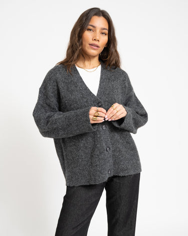 Rosanna Cardigan Knit Dark Grey Melange - Things I Like Things I Love