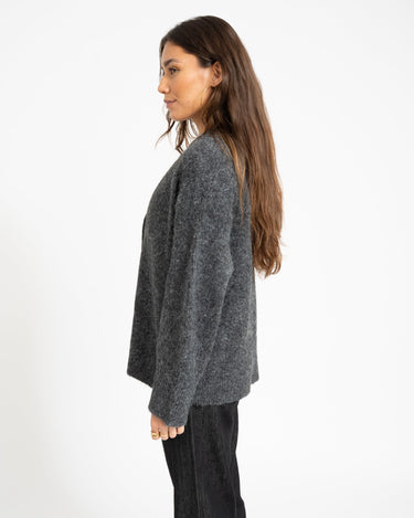 Rosanna Cardigan Knit Dark Grey Melange - Things I Like Things I Love