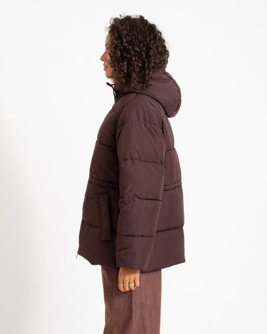 Rosy Waisted Puffer Jacket Chocolate Plum - Things I Like Things I Love