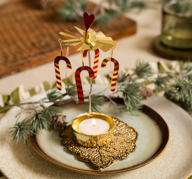 Rotating Tealight Holder Candy Cane - Things I Like Things I Love