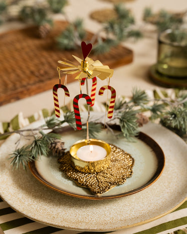 Rotating Tealight Holder Candy Cane - Things I Like Things I Love