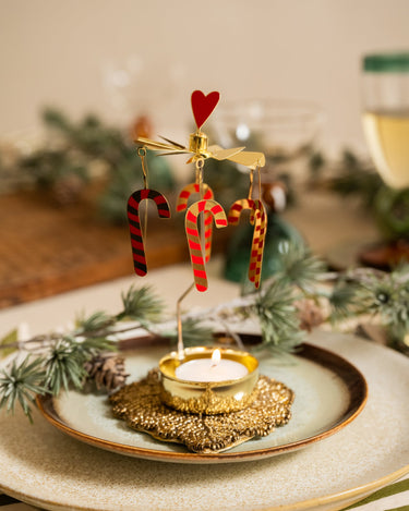 Rotating Tealight Holder Candy Cane - Things I Like Things I Love