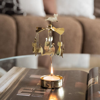 Rotating Tealight Holder Cat Family - Things I Like Things I Love