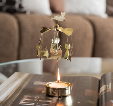 Rotating Tealight Holder Cat Family - Things I Like Things I Love