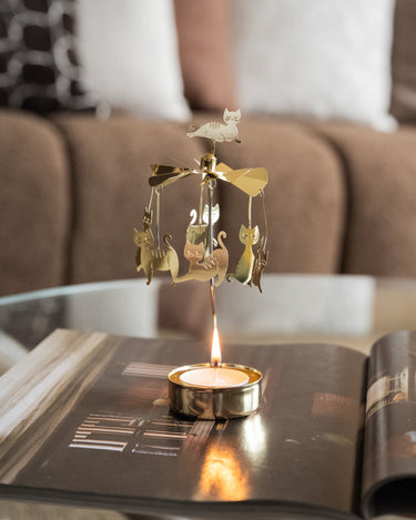 Rotating Tealight Holder Cat Family - Things I Like Things I Love