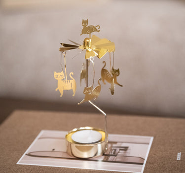 Rotating Tealight Holder Cat Family - Things I Like Things I Love