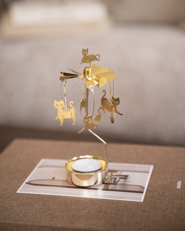 Rotating Tealight Holder Cat Family - Things I Like Things I Love