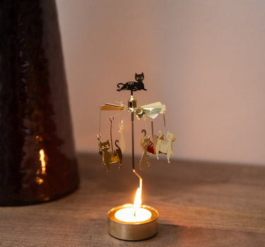 Rotating Tealight Holder Cat Family - Things I Like Things I Love