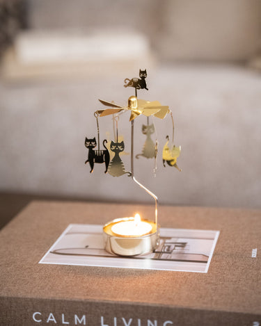 Rotating Tealight Holder Cat Family - Things I Like Things I Love