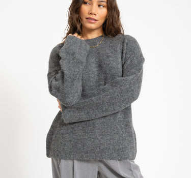 Rouge Edit Haven Oversized O - Neck Knit Dark Grey Melange 59% Alpaca Wol - Things I Like Things I Love