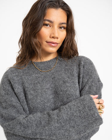 Rouge Edit Haven Oversized O - Neck Knit Dark Grey Melange 59% Alpaca Wol - Things I Like Things I Love