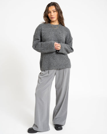 Rouge Edit Haven Oversized O - Neck Knit Dark Grey Melange 59% Alpaca Wol - Things I Like Things I Love