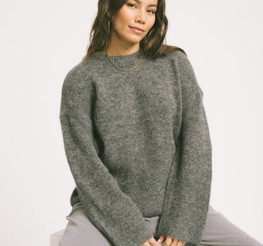 Rouge Edit Haven Oversized O - Neck Knit Dark Grey Melange 59% Alpaca Wol - Things I Like Things I Love