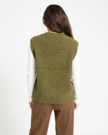 Rouge Edit Helma O - Neck Knitted Vest Avocado 52% Alpaca Wol - Things I Like Things I Love