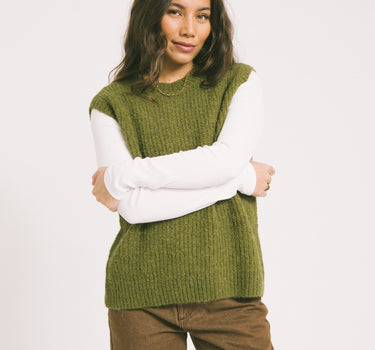 Rouge Edit Helma O - Neck Knitted Vest Avocado 52% Alpaca Wol - Things I Like Things I Love