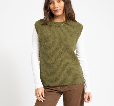 Rouge Edit Helma O - Neck Knitted Vest Avocado 52% Alpaca Wol - Things I Like Things I Love