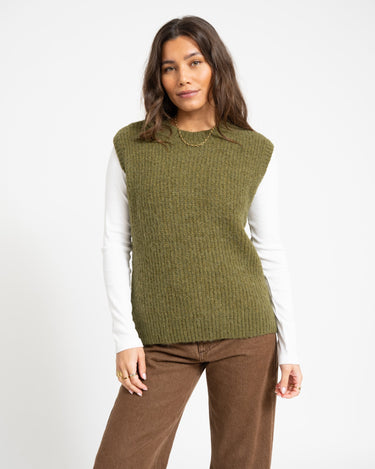 Rouge Edit Helma O - Neck Knitted Vest Avocado 52% Alpaca Wol - Things I Like Things I Love