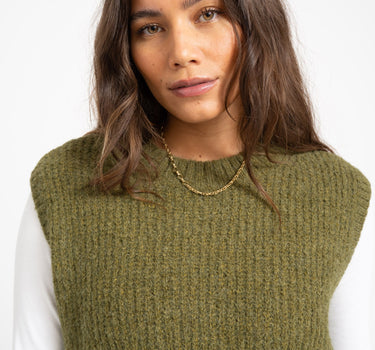 Rouge Edit Helma O - Neck Knitted Vest Avocado 52% Alpaca Wol - Things I Like Things I Love