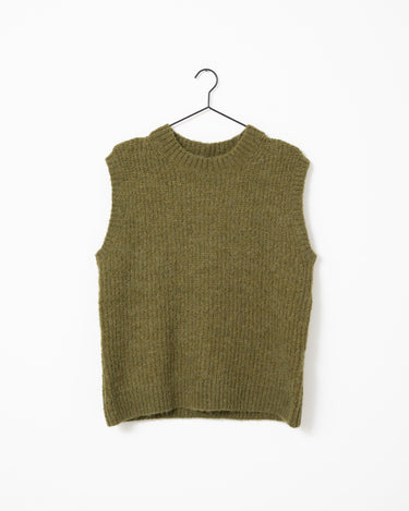 Rouge Edit Helma O - Neck Knitted Vest Avocado 52% Alpaca Wol - Things I Like Things I Love