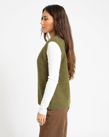 Rouge Edit Helma O - Neck Knitted Vest Avocado 52% Alpaca Wol - Things I Like Things I Love