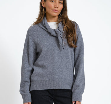 Rouge Kate V-Neck Knit Dark Grey Melange - Things I Like Things I Love