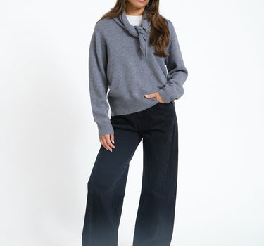 Rouge Kate V-Neck Knit Dark Grey Melange - Things I Like Things I Love