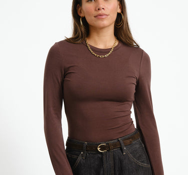 Rouge Maple O-Neck Tee Seal Brown - Things I Like Things I Love